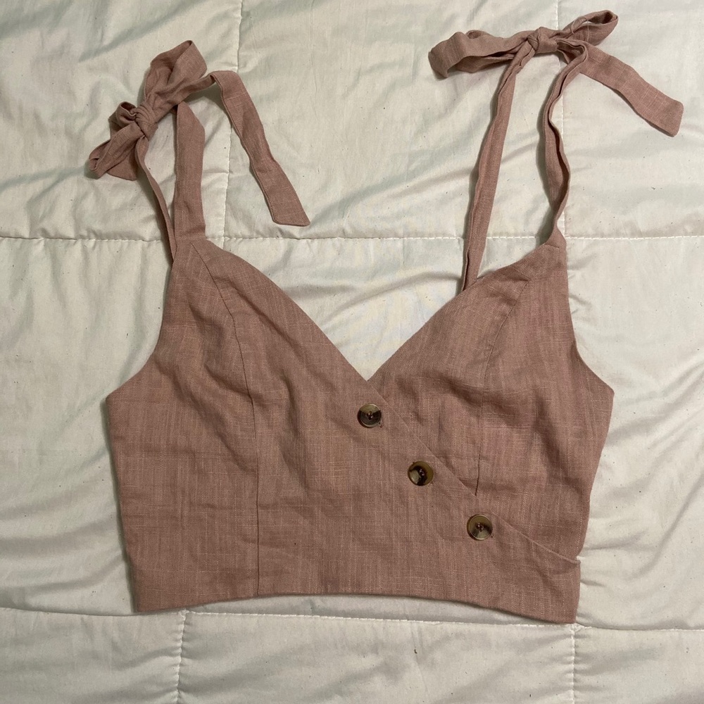 Pink Tie strap Crop top